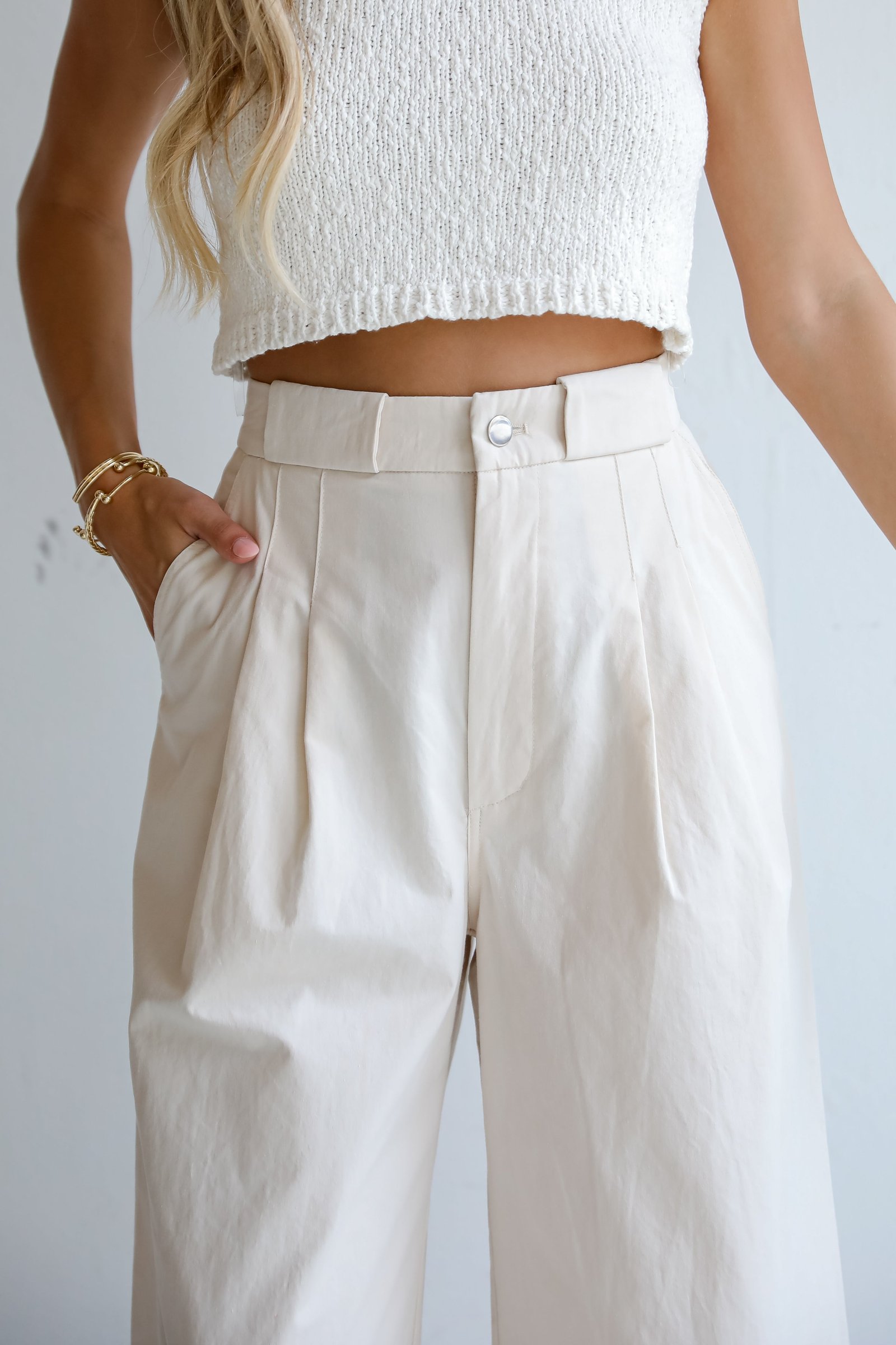 Girl Boss Cream Wide Leg Trouser Pants JW18